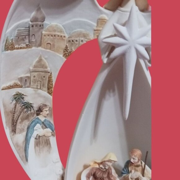 Dicksons Resin Joy/Angel Figurine With Led Lighted Holy Family 6 3/4" H Christma - Picture 7 of 10